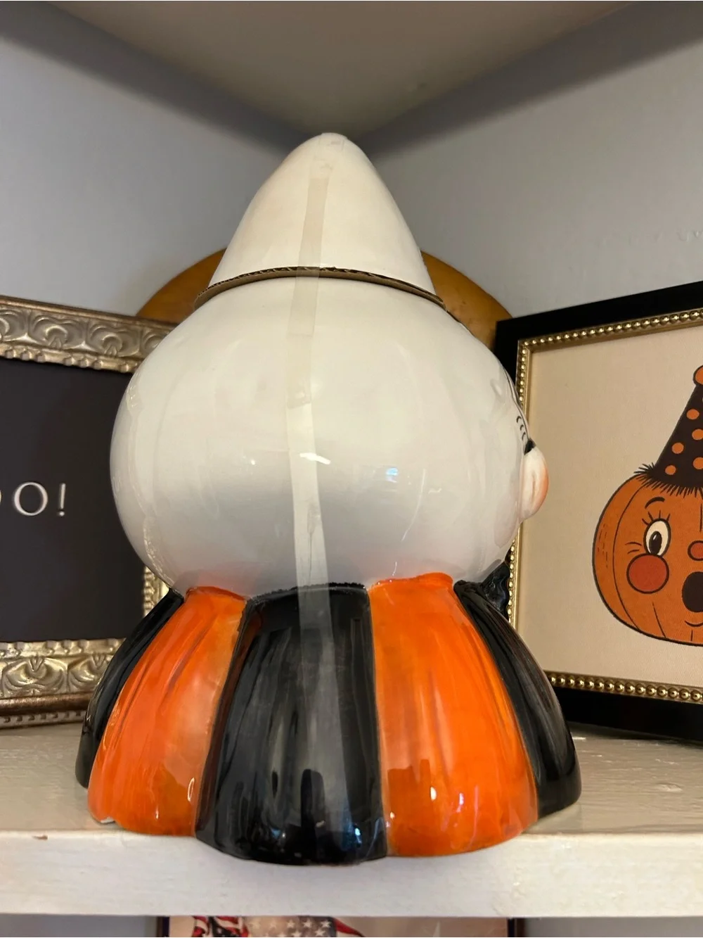 Joanna Parker Halloween Ceramic Ghost Figurine Cookie Jar - Orange & White